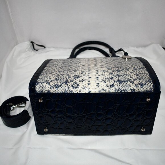 BRAHMIN Anchor Cirrus Contrast Trim Caroline Satchel in Anchor #S512437 00951 NW - Picture 10 of 10